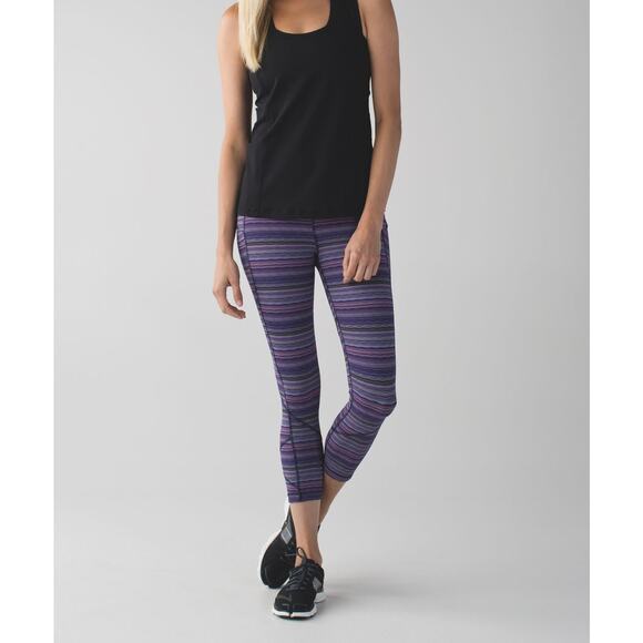 Lululemon Pace Rival Crop Womens 4 Purple Space Dye Leggings Stretch Yoga Run - Picture 1 of 9